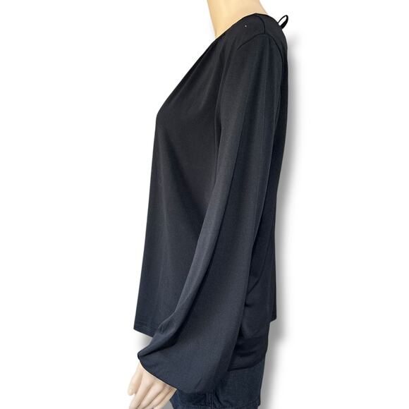 H&M Womens Blouse Top Shirt Pullover Balloon Sleeve Stretch Relaxed Fit Black M - Picture 5 of 12